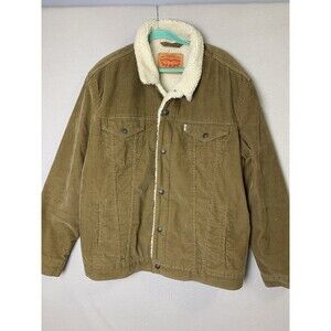 Levi’s Corduroy Sherpa XXL Trucker Jacket Mens Brown Fleece Lined Rancher